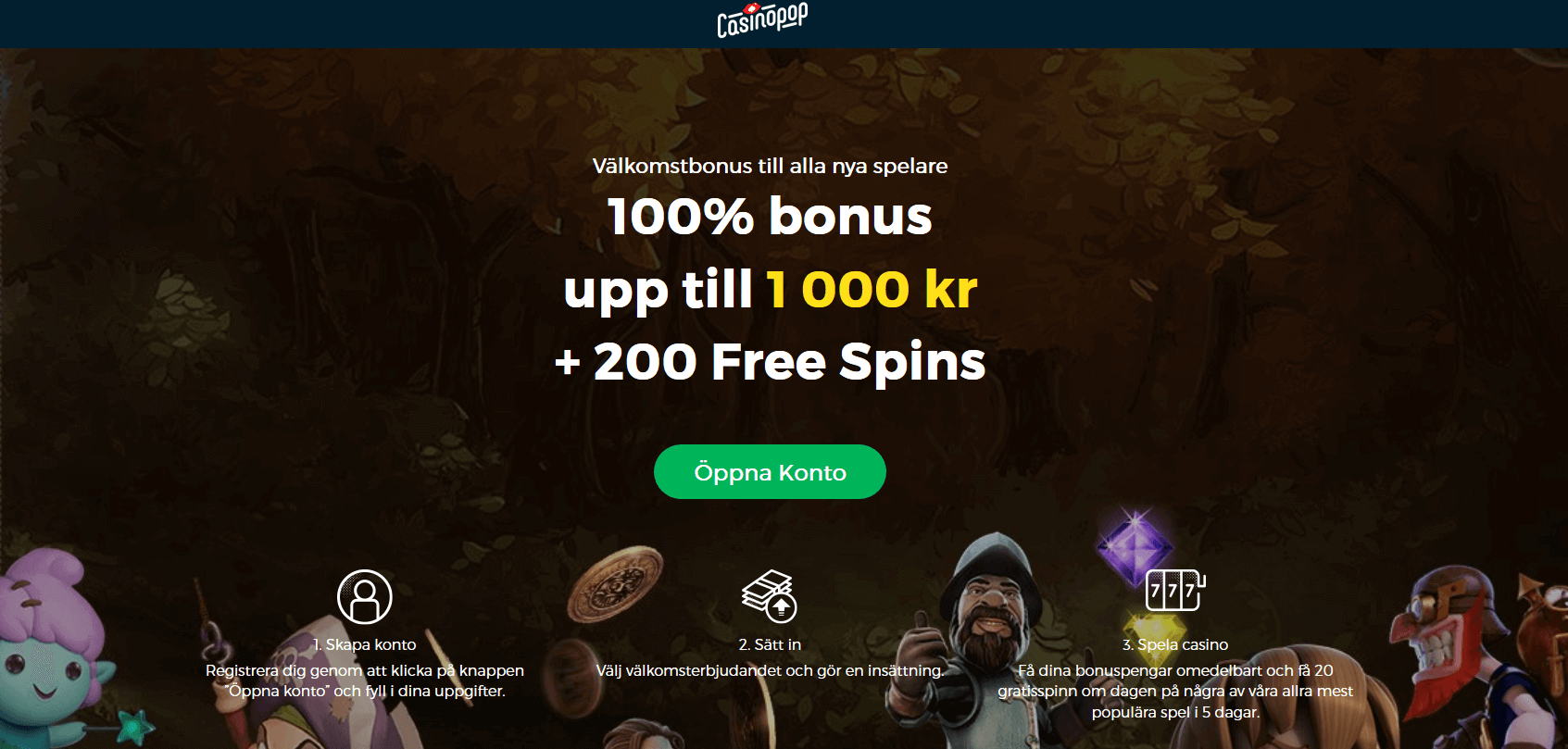 CasinoPop Bonusar 100%