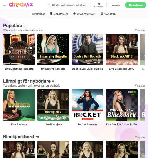 Dreamz live casino