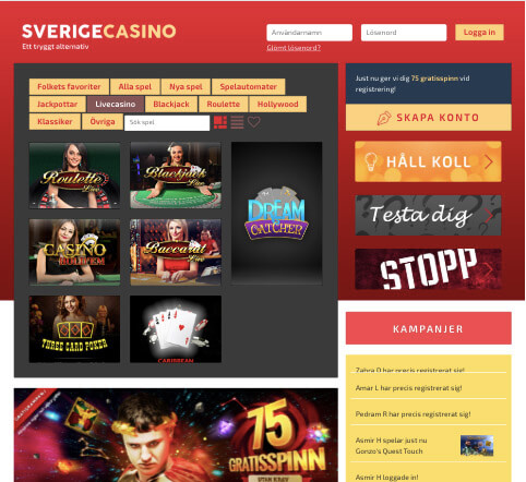 Sverige Casino Live Casino